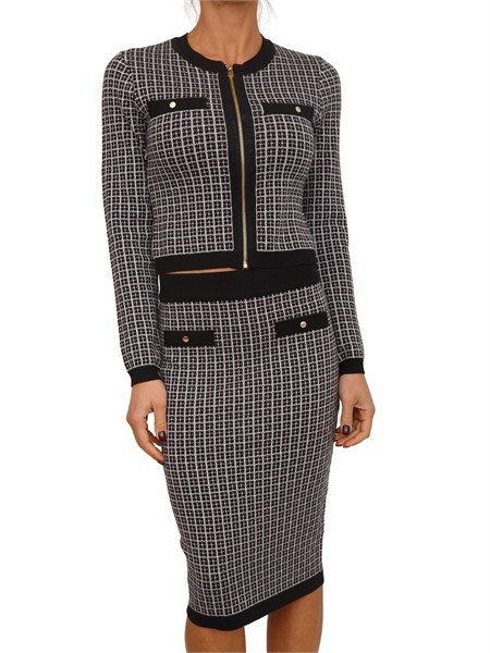 cardigan fracomina in viscosa motivo jacquard geometrico nero fr25wt8025k503f8