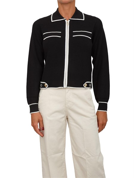 cardigan liu jo donna in maglia misto seta nero tf5250ms59l