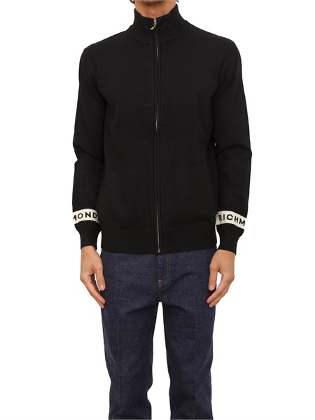 cardigan zip richmond x uomo in misto viscosa nera uma25036cd