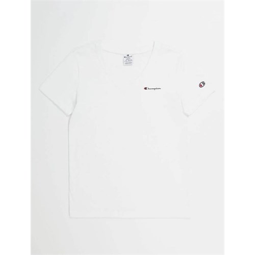 CHAMPION CHAMPION 117368 Ww001 T-Shirt Mc Col V Bianco Donna in T-shirt