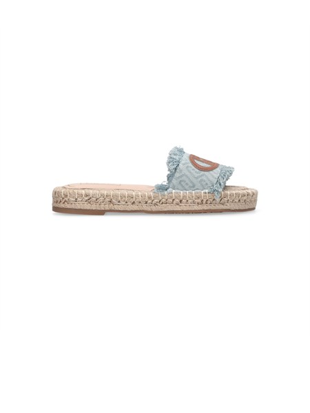ciabatte liu jo donna in denim jacquard logo con logo a contrasto sa6099tx523