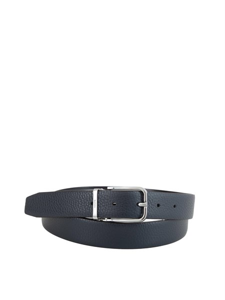 cintura boss uomo in pelle martellata blu reversibile madison b1 or30 grp50553288