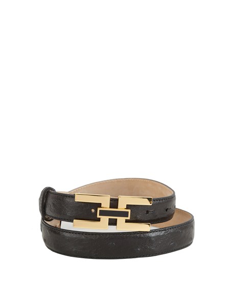 cintura elisabetta franchi in pelle nera effetto increspato ct25s62e2