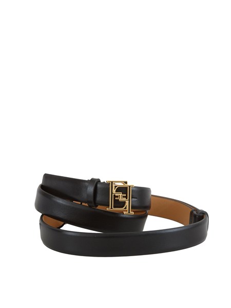 cintura elisabetta franchi nero in pelle con fibbia ct92s61e2