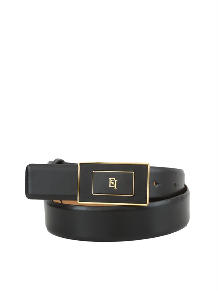 cintura in pelle nero elisabetta franchi con placca logo ct78s56e2