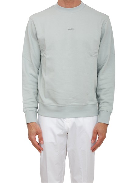felpa boss uomo in cotone verde acqua wesmallcrew50514541