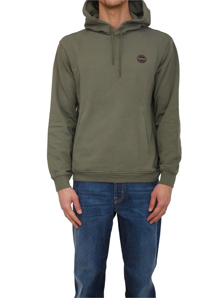 felpa con cappuccio badge napapijri in french terry verde b badgehnp0a891lg0a1