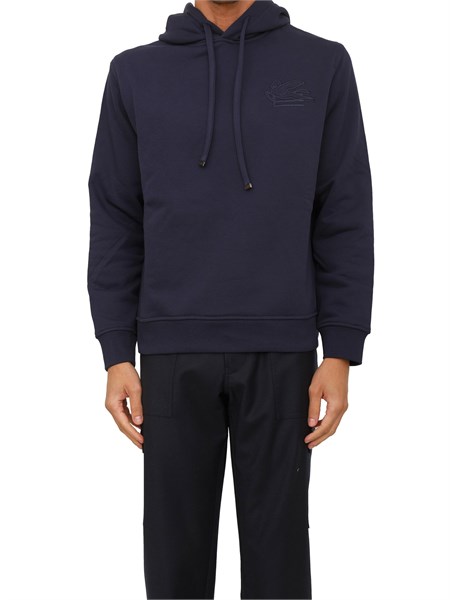 felpa con cappuccio etro uomo in misto cotone blu mrmb0008aj292