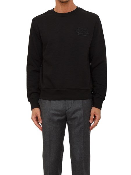 felpa girocollo etro uomo in cotone nero con logo mrmb0010aj292