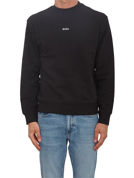 felpa nera boss uomo in cotone wesmallcrew50514541