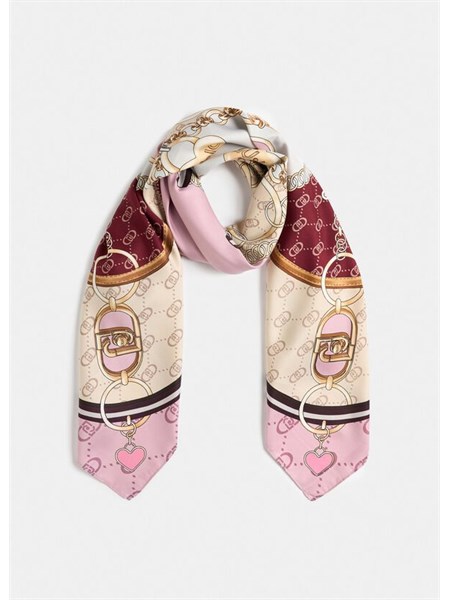 foulard liu jo rosa con stampa grafica logo monogram 2f5078t0300
