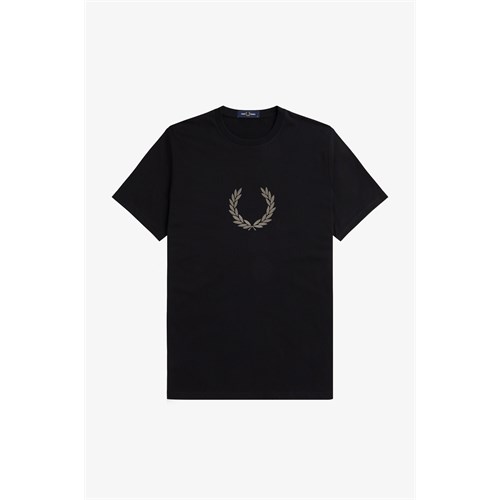 FRED PERRY FRED PERRY M7708 V53P T-Shirt Flocked Lau Nero Uomo in T-shirt