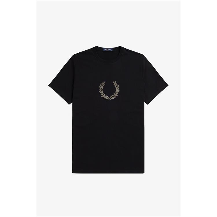 FRED PERRY FRED PERRY M7708 V53P T-Shirt Flocked Lau Nero Uomo