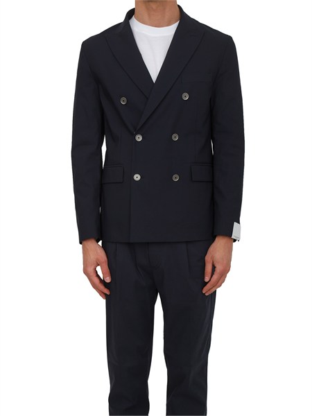 giacca doppiopetto paolo pecora in misto cotone blu l0140199