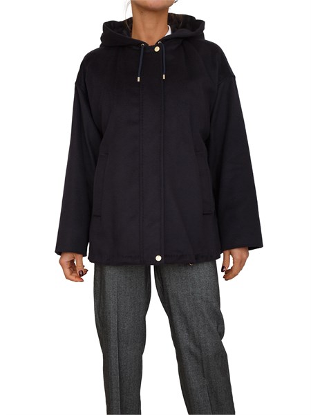 giaccone donna derris max mara in drap di lana blu derris