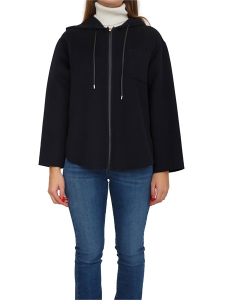 giaccone mina di max mara in lana cashmere e seta blu mina