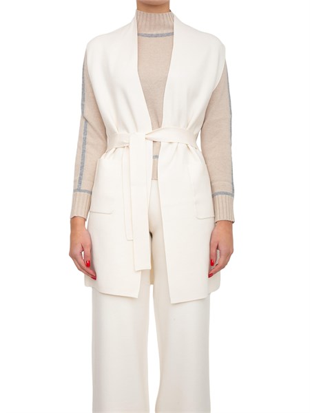 gilet donna abete max mara in viscosa punto tessuto bianco abete