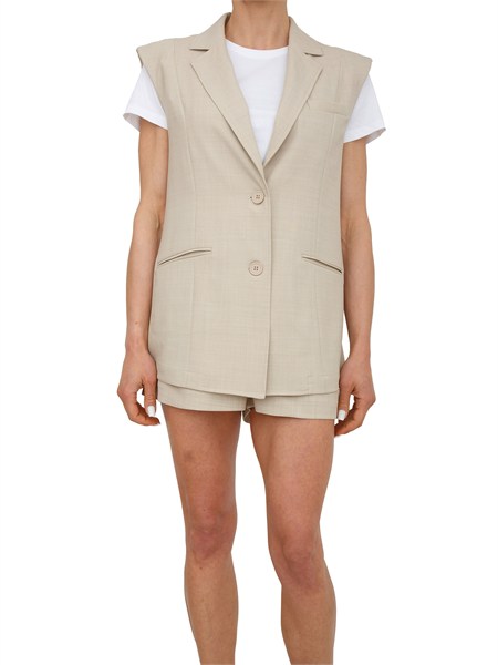 gilet fracomina modello blazer in tessuto beige fr26sj5003w76301