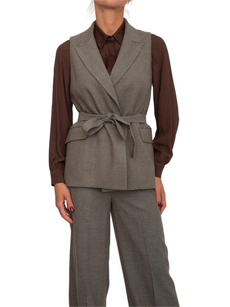 gilet liu jo donna in viscosa stretch motivo chevron grigio marrone cf5259t054a