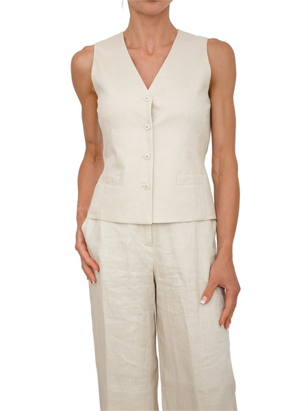 gilet mstcarnet max mara studio in puro lino beige mstcarnet