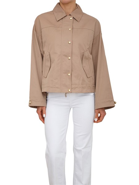 giubbino corto liu jo donna in misto cotone beige ta6147t2904
