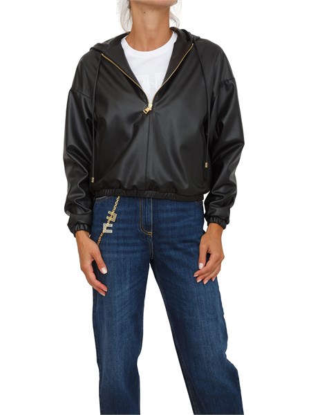 giubbino felpa elisabetta franchi con texture nappata e cappuccio md01258e2