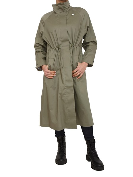 giubbino lungo barbrein k way donna in tessuto tecnico verde k8143sw