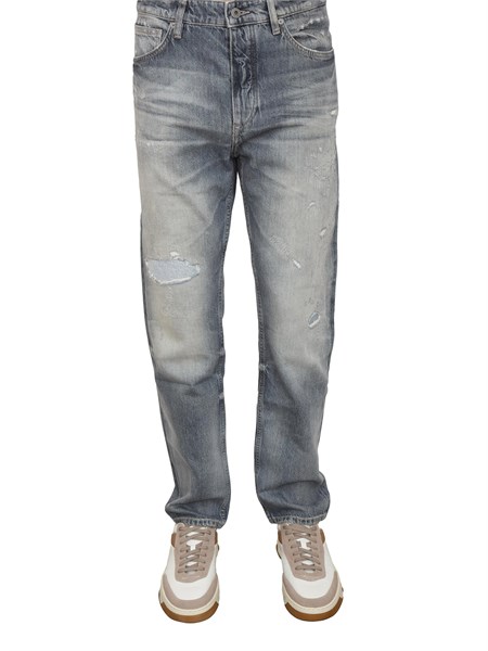 jeans boss uomo in cotone grigio con dettagli used ogdenbo50544659