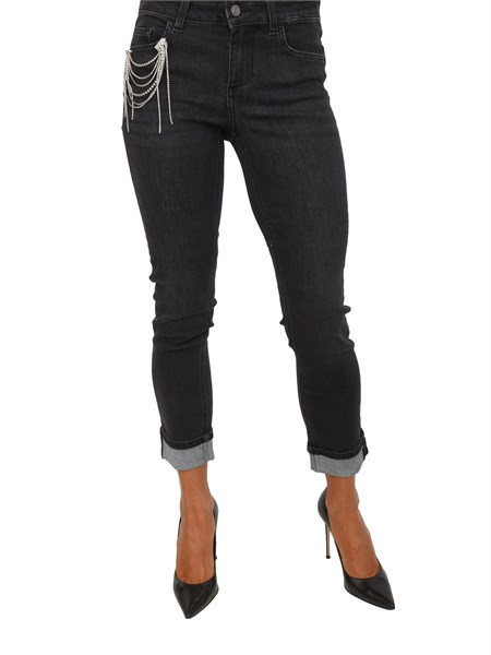 jeans skinny liu jo donna in denim nero con spilla removibile uf5006d4797