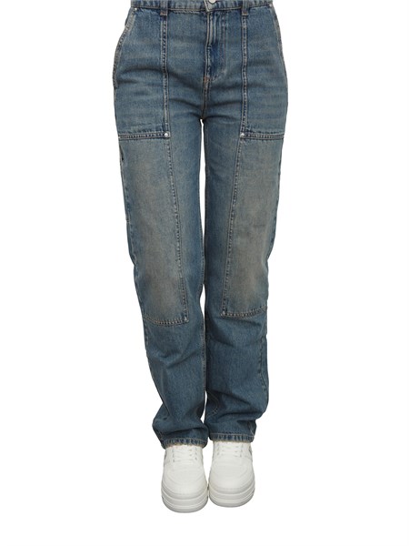 jeans wide leg marella in denim di cotone a vita alta con tasconi e cuciture wleg2