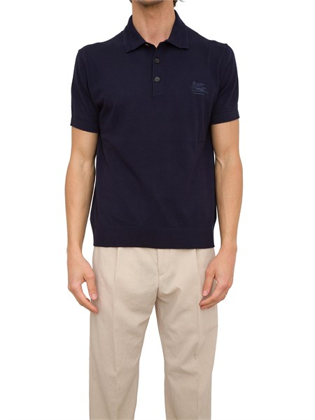 knitted polo ss blu