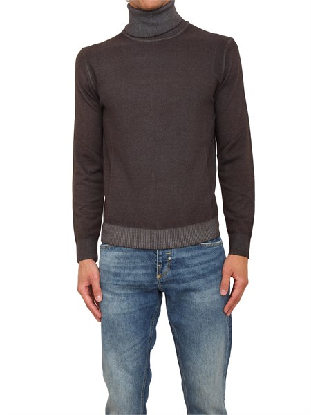 maglia a collo alto aiace galassi in pura lana grigia con effetto delave 1852344