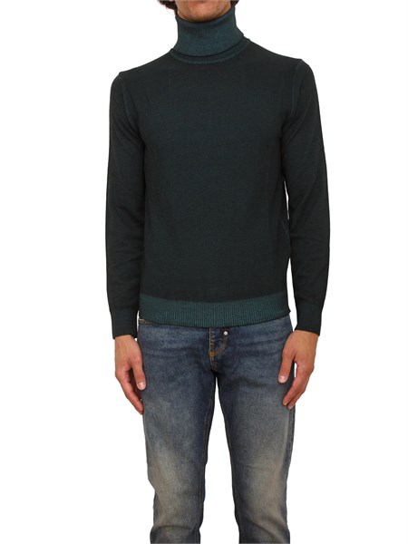 maglia a collo alto aiace galassi in pura lana verde con effetto delave 1852344