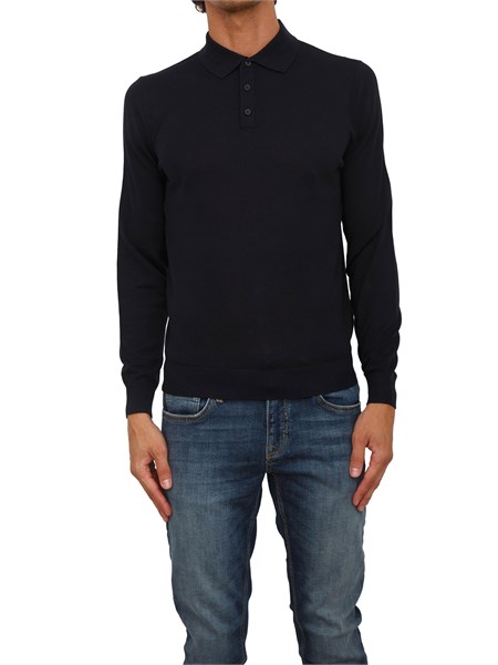 maglia antony morato con colletto regular fit in misto lana super soft blu mmsw01539ya400145