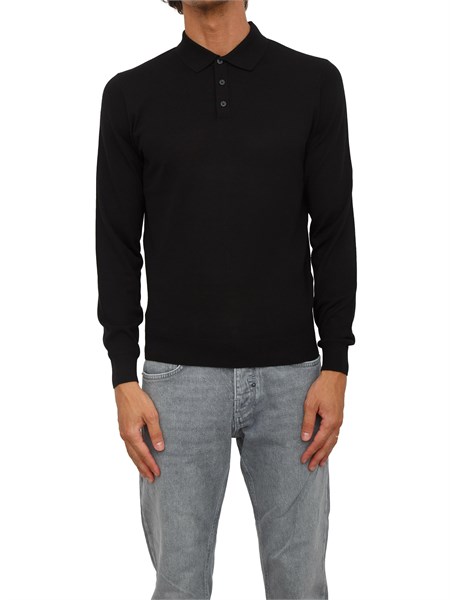 maglia antony morato con colletto regular fit in misto lana super soft nero mmsw01539ya400145