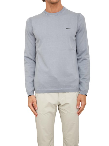 maglia boss uomo in cotone grigio e logo a contrasto k ever x50541940