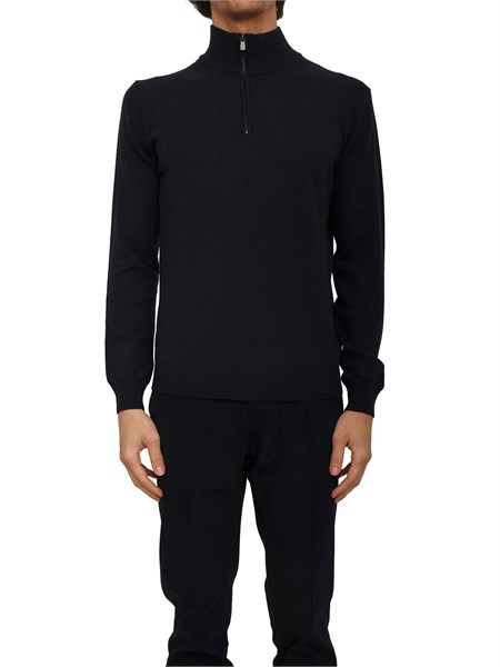 maglia collo alto corneliani con mezza zip in lana e cashmere blu 26m5112625110