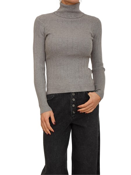 maglia dolcevita grigia fracomina in viscosa con strass fr25wt7030k50401