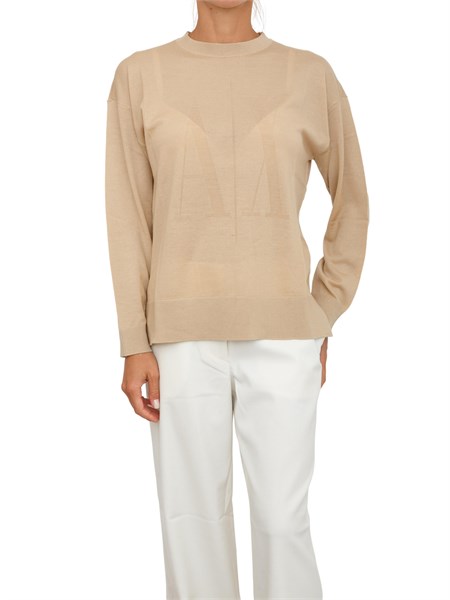 maglia donna armani exchange in misto viscosa beige con maxi logo tono su tono xw001443af11896