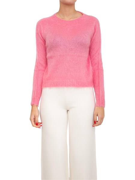 maglia girocollo aceto max mara in filato cardato di misto mohair rosa aceto