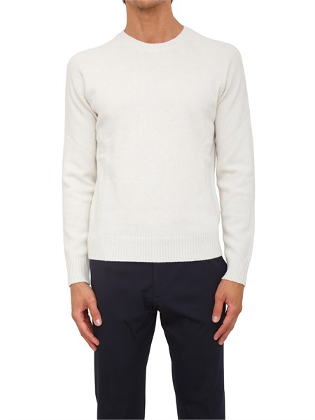 maglia girocollo aiace galassi in lana e cashmere bianco panna 1859620