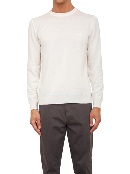 maglia girocollo boss in lana vergine bianca botto l50476364