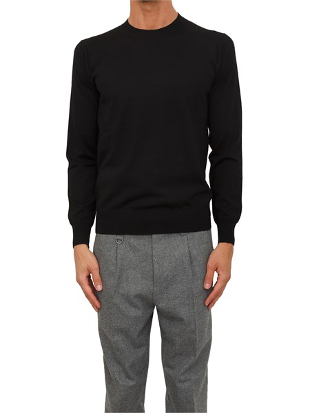 maglia girocollo paolo pecora in lana merino nero a001f001