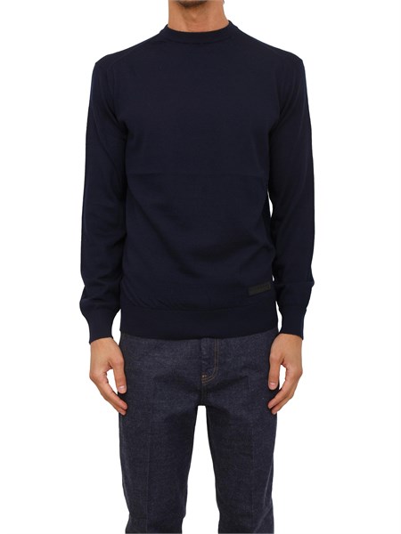 maglia girocollo richmond x uomo in lana blu uma25037ma