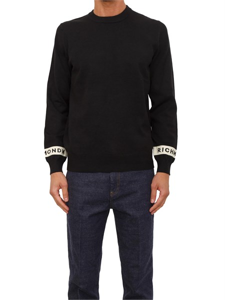 maglia girocollo uomo richmond x in misto viscosa nera uma25035ma