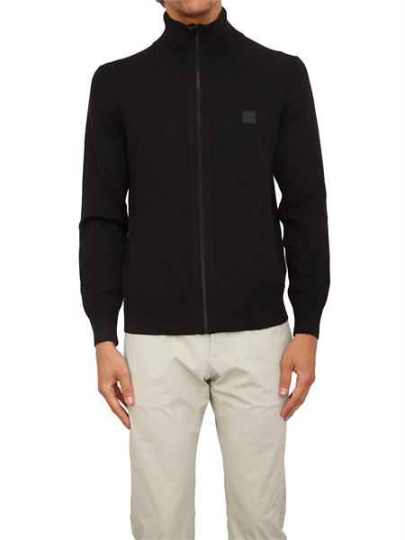 maglia giubbotto boss uomo in misto cotone e cashmere nero kanozip s50543692