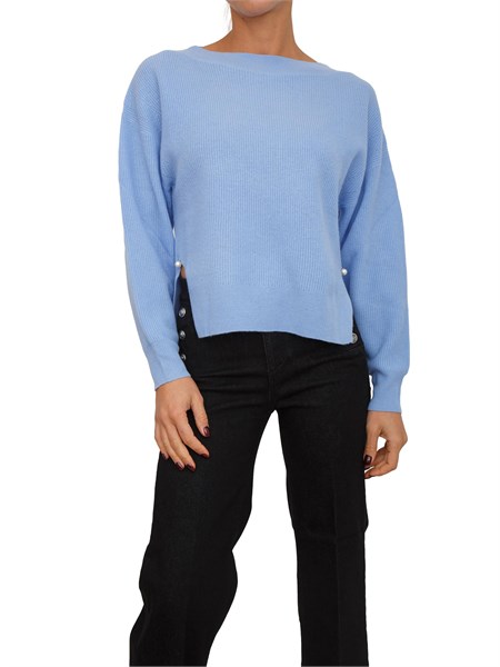 maglia liu jo donna in lana e cashmere azzurro cf5245ms019