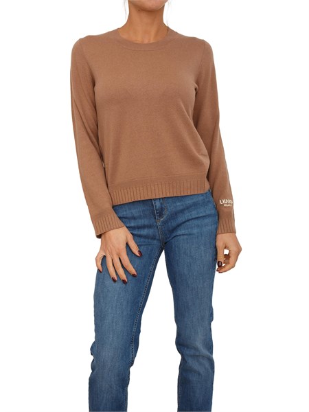 maglia liu jo donna in misto cashmere e lana cammello tf5177ms026
