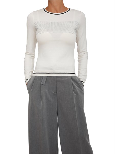 maglia liu jo in misto viscosa bianco con strass e mini borchie tf5209ms49i