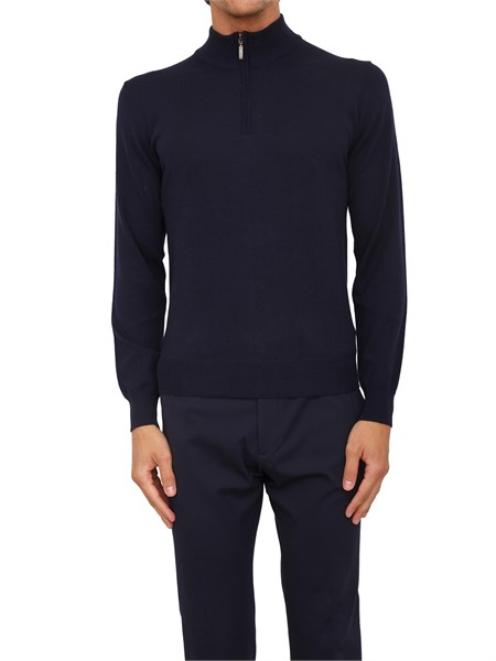 maglia mezza zip manica lunga aiace galassi in pura lana blu 1859006